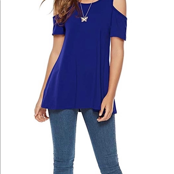 Casual Cold Shoulder Tunic Tops Loose Blouse Shirts (Brand new with tag) - Picture 5 of 7